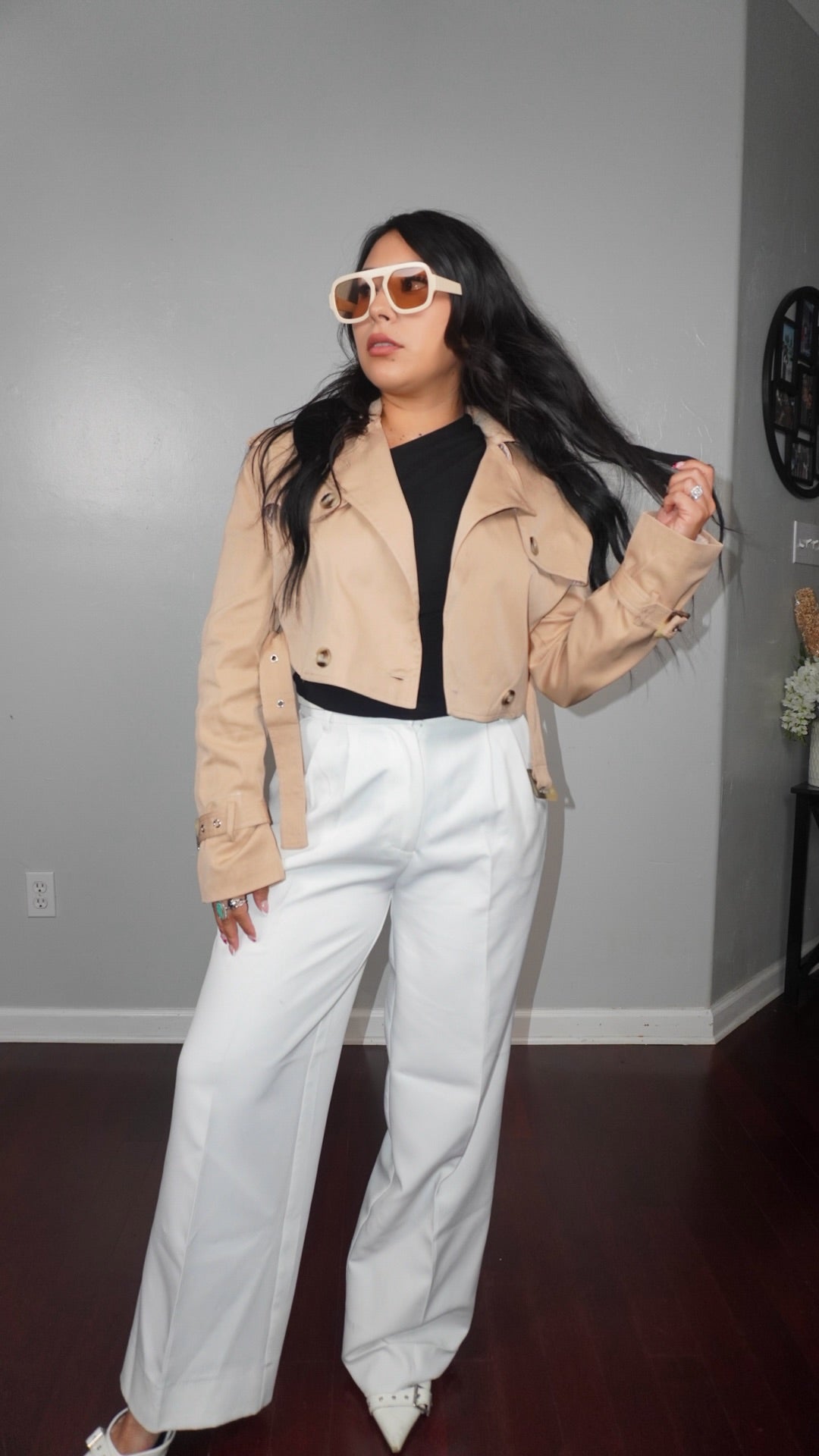 Alma Crop Trench Coat Jacket
