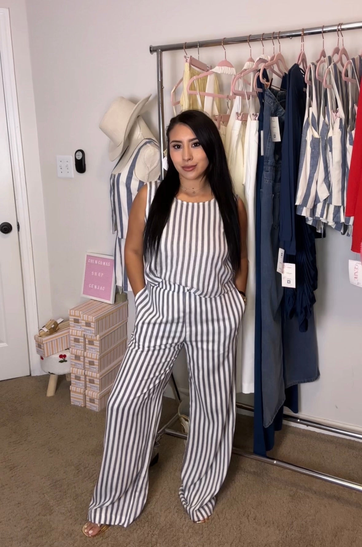 Iris wide leg pants and back bow tie top