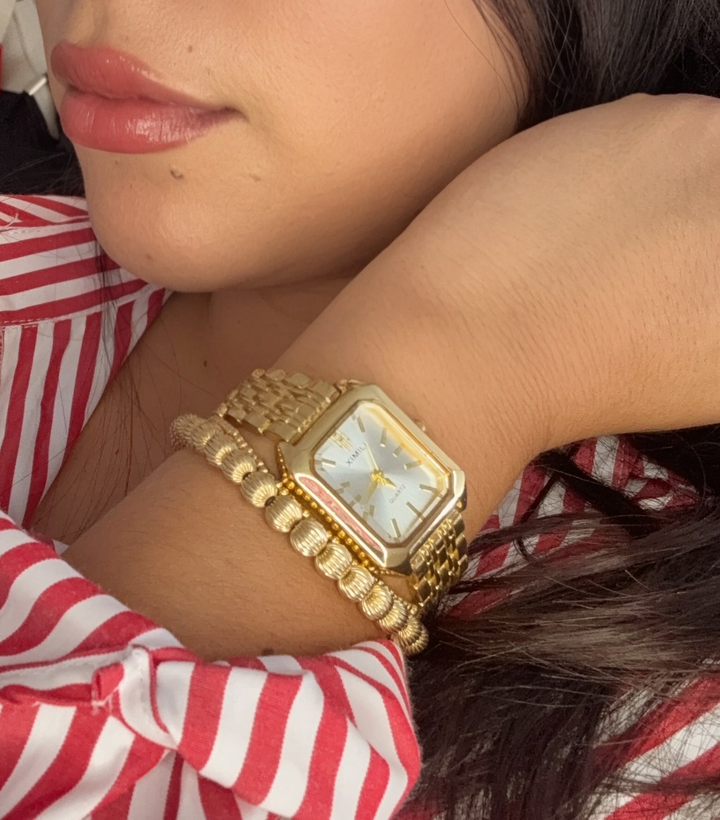 Anastasia Quartz Watch Stainless Steel Strap Long Watch