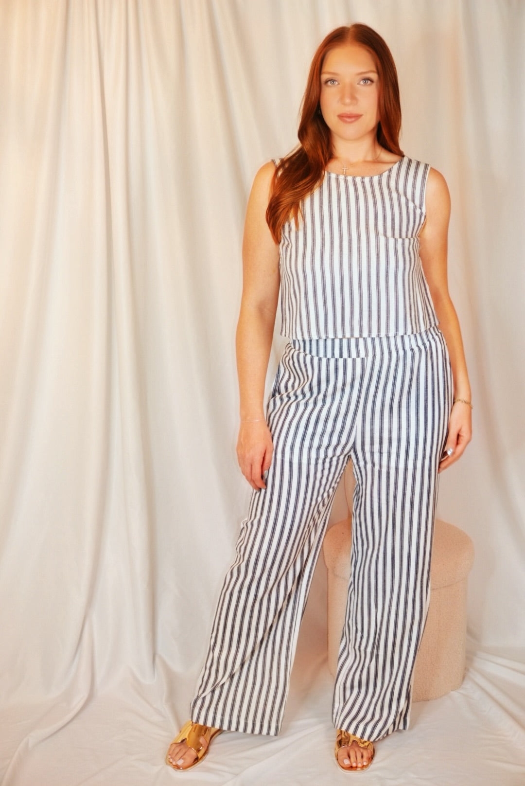 Iris wide leg pants and back bow tie top