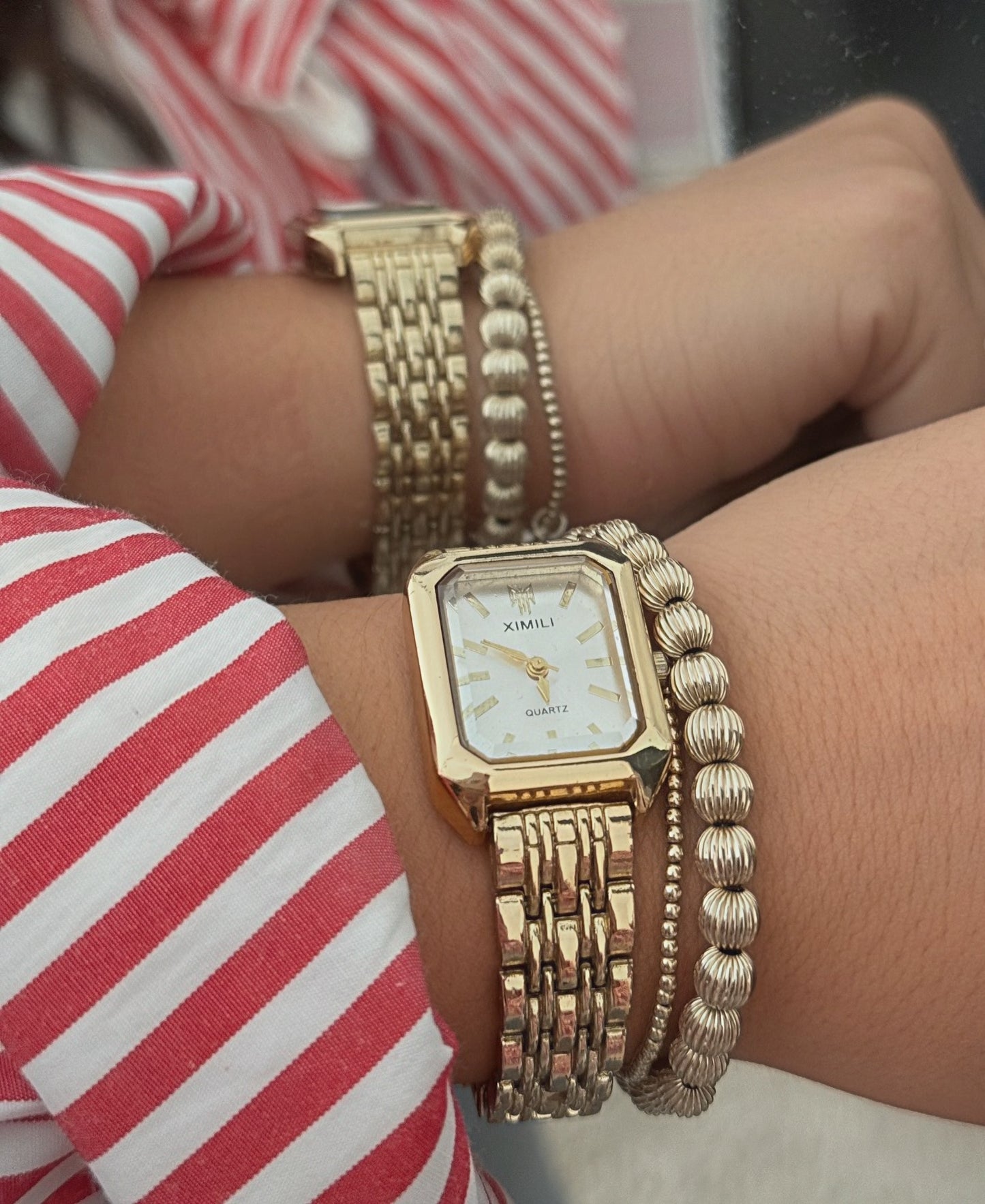 Anastasia Quartz Watch Stainless Steel Strap Long Watch