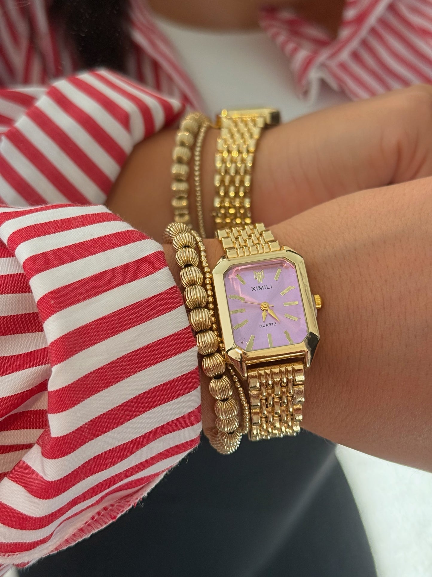 Anastasia Quartz Watch Stainless Steel Strap Long Watch