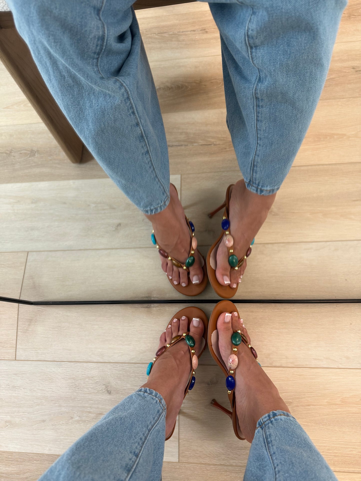 Bianca Thong Gemstones Heel