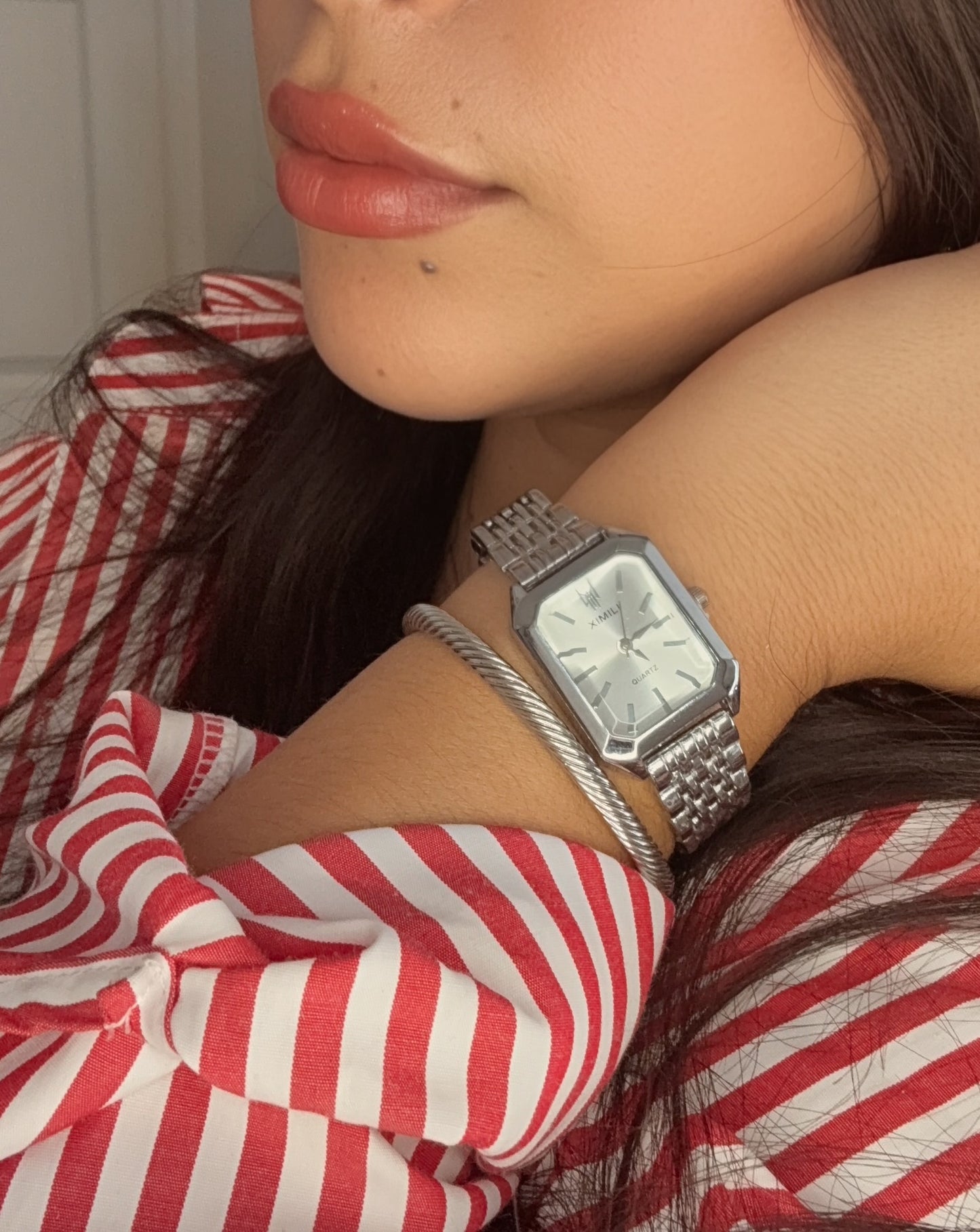 Anastasia Quartz Watch Stainless Steel Strap Long Watch