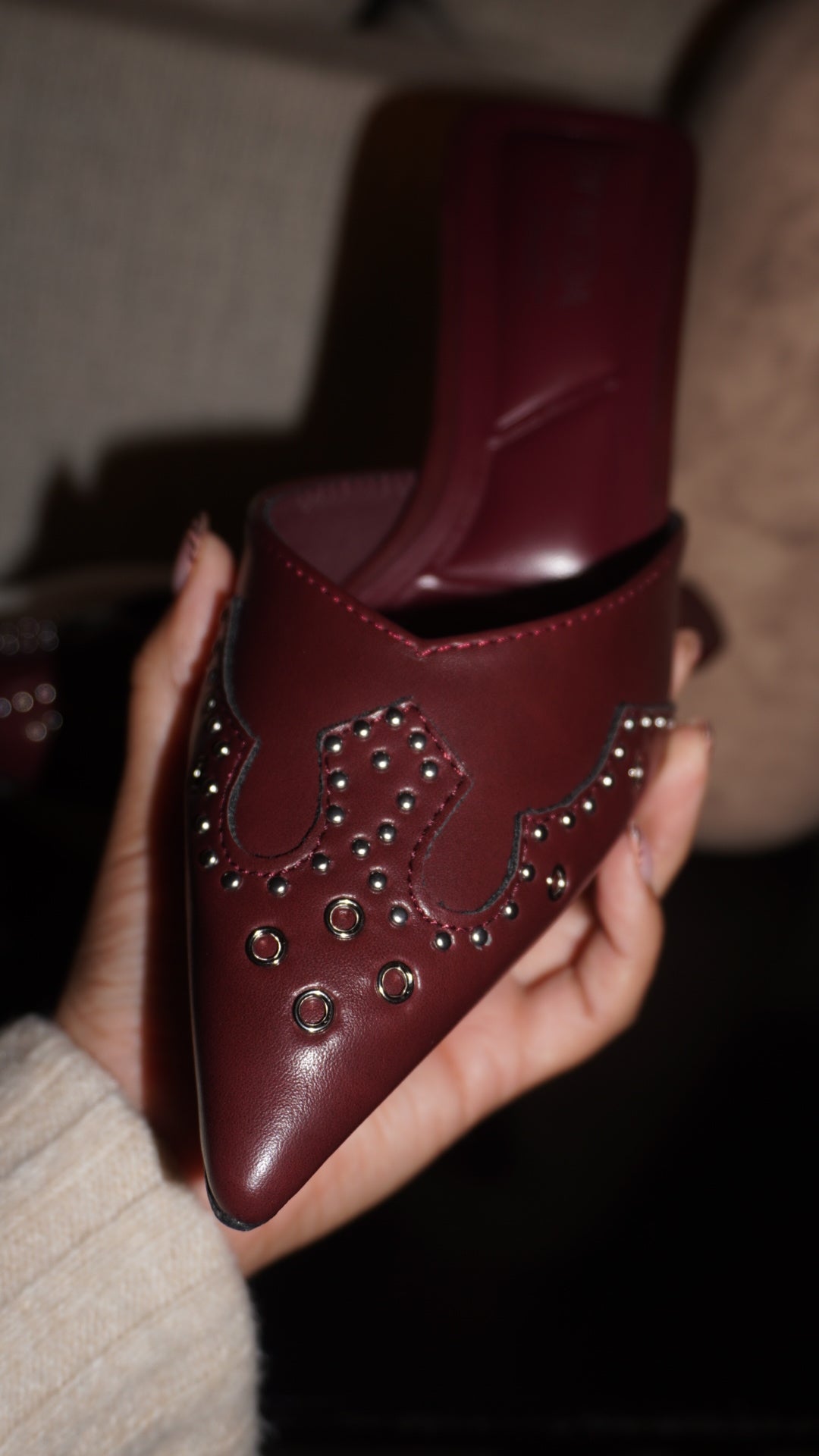 Rosalia Wine Studs Kitten Heels
