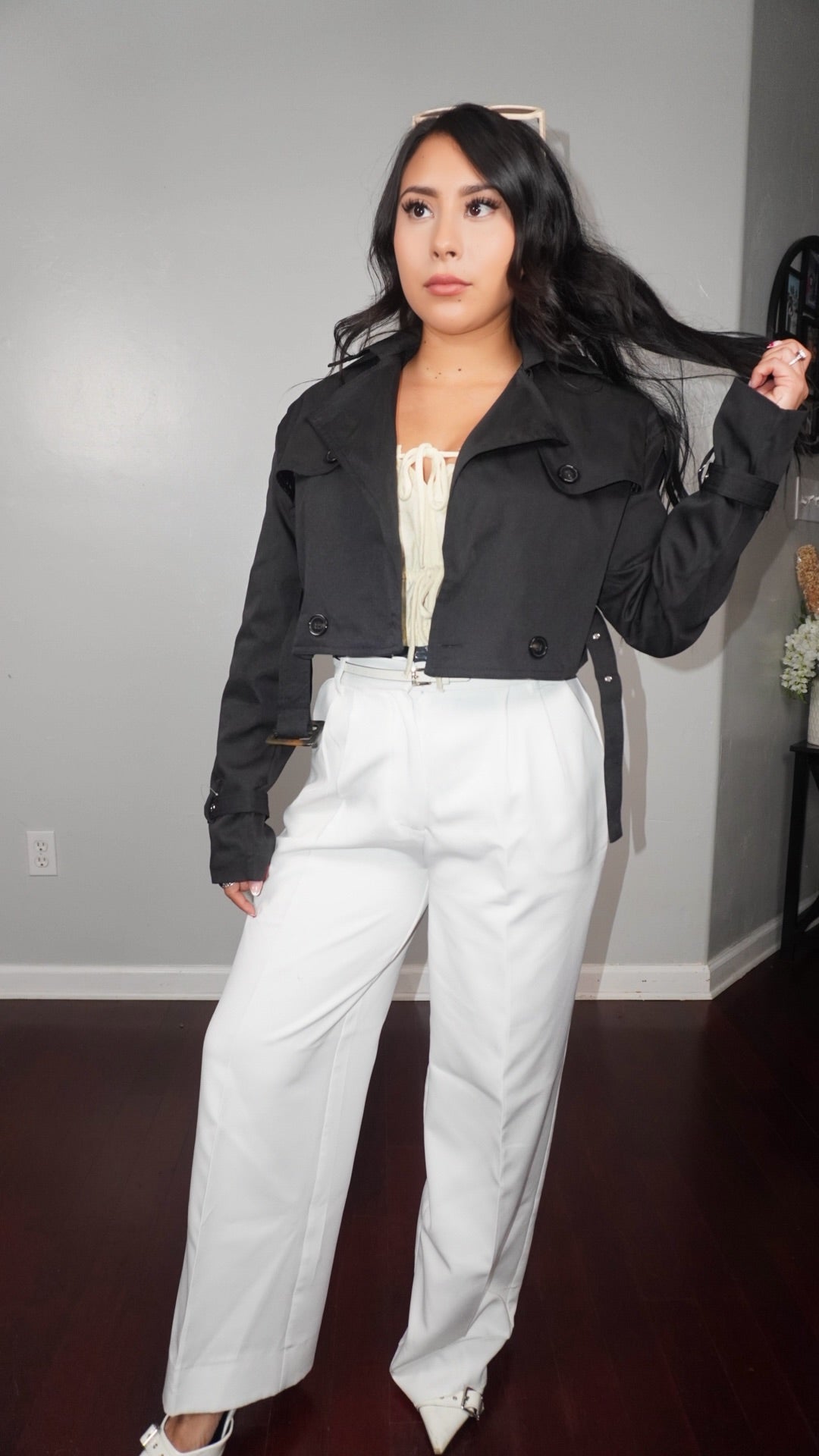 Alma Crop Trench Coat Jacket