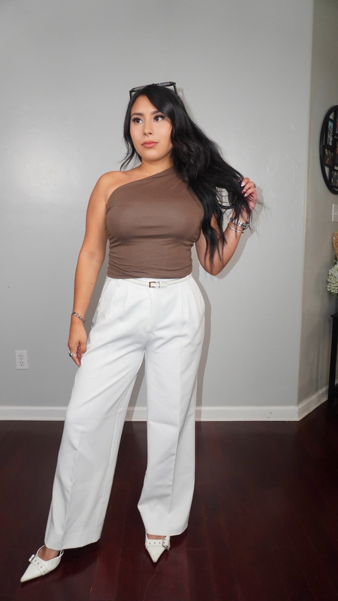 Thalia one shoulder tank top