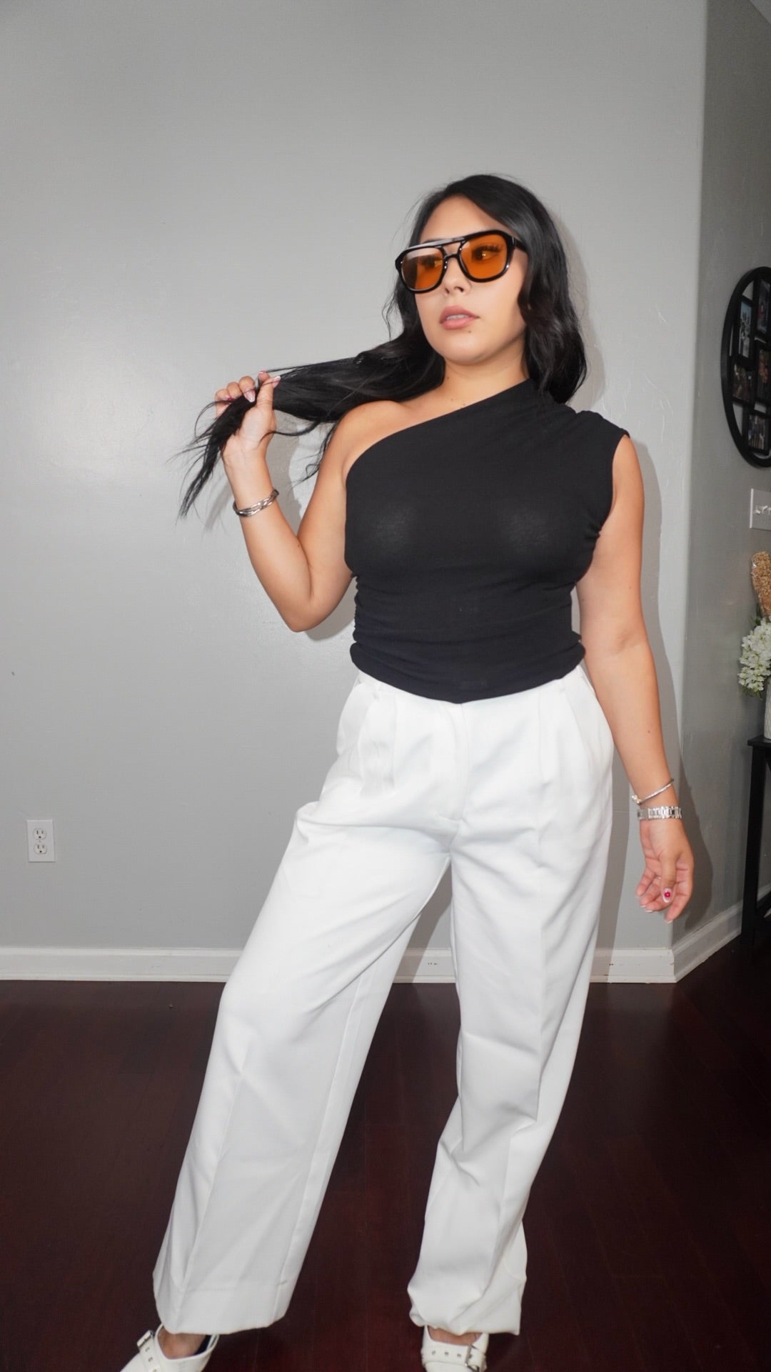 Thalia one shoulder tank top