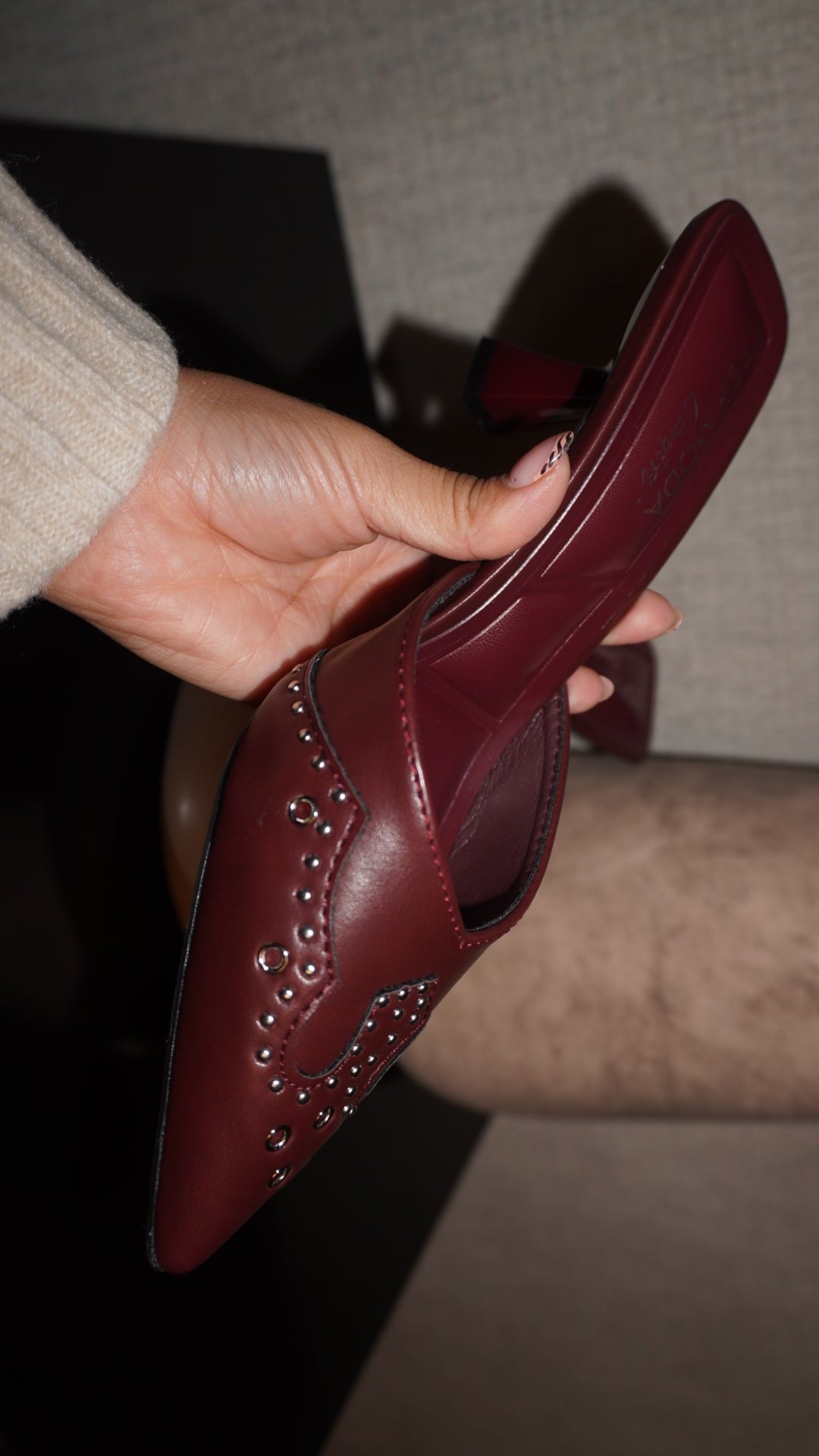 Rosalia Wine Studs Kitten Heels