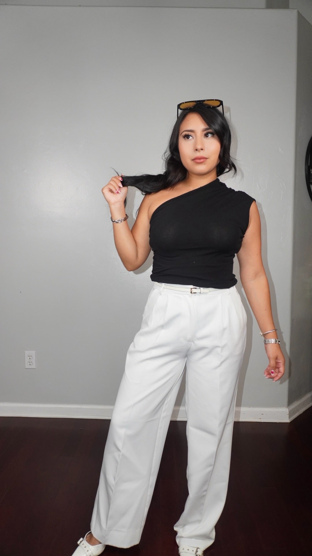 Thalia one shoulder tank top