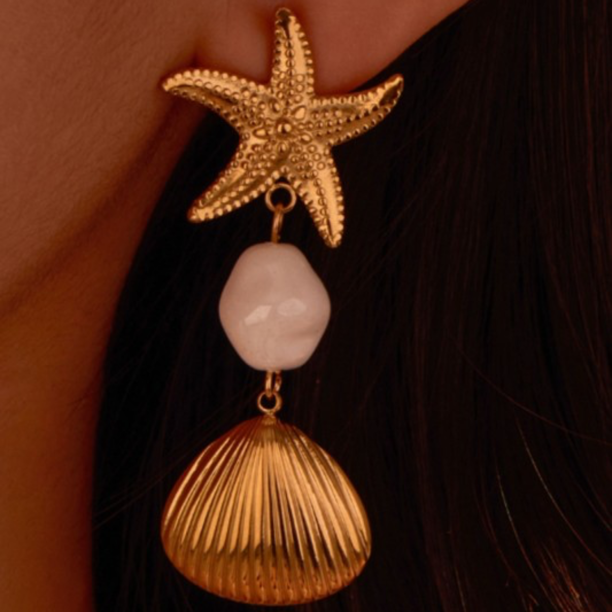 Ariel Starfish Pendant Stainless Steel Earrings