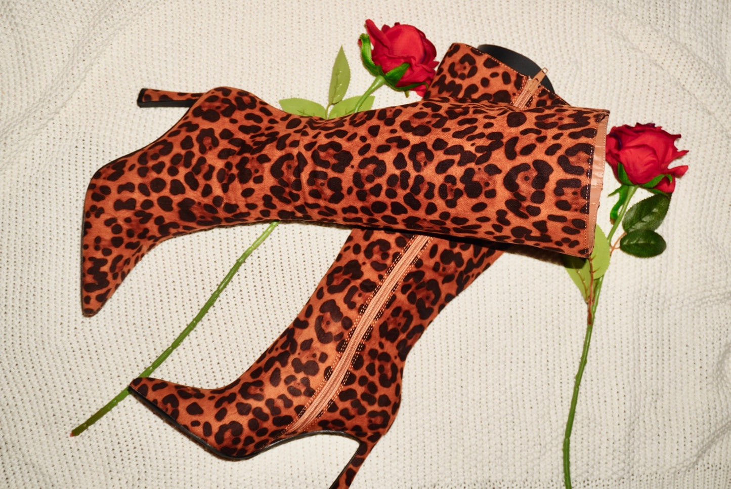 Maritza Leopard Pointed Toe Knee boots