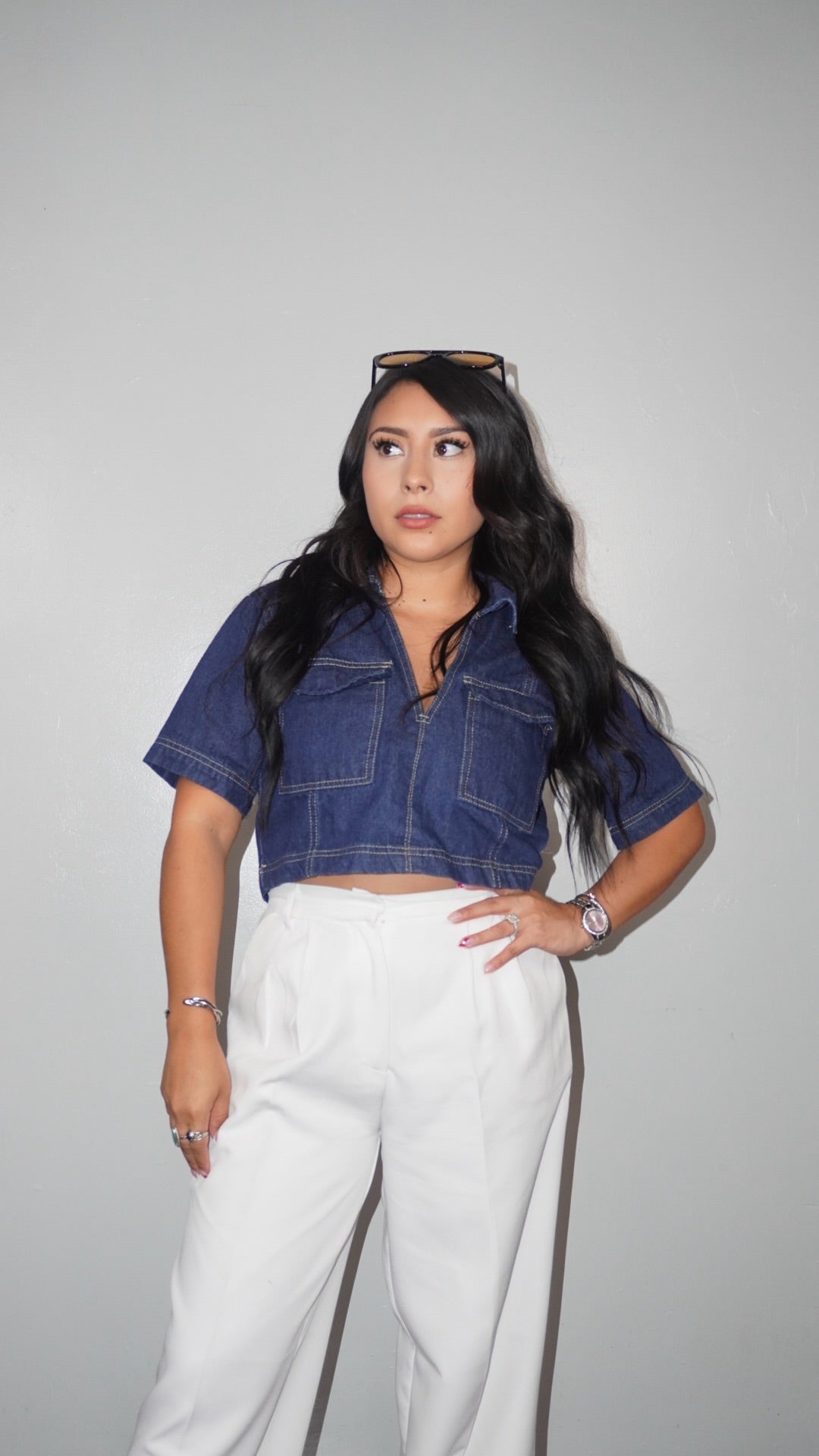 Jada Denim Collared Top