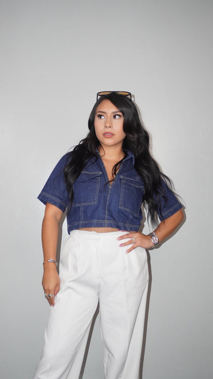 Jada Denim Collared Top