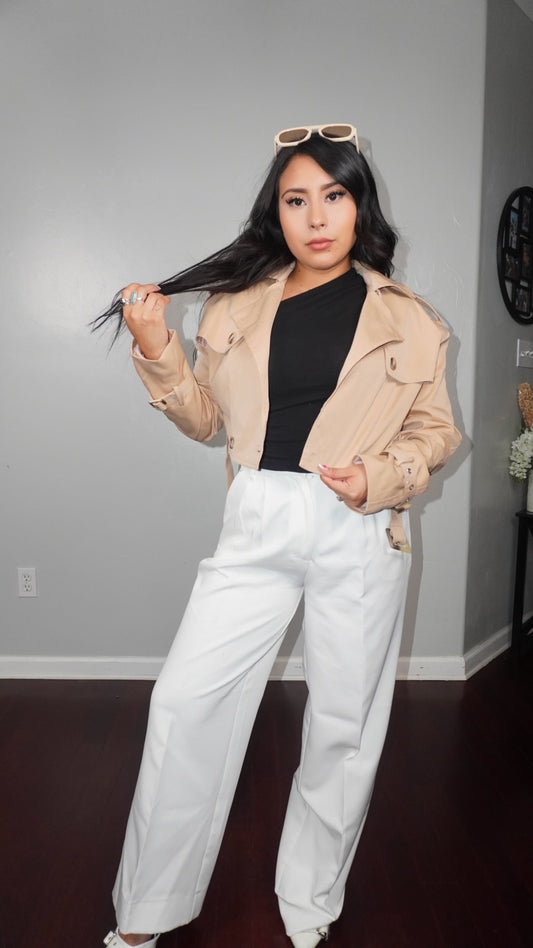 Alma Crop Trench Coat Jacket
