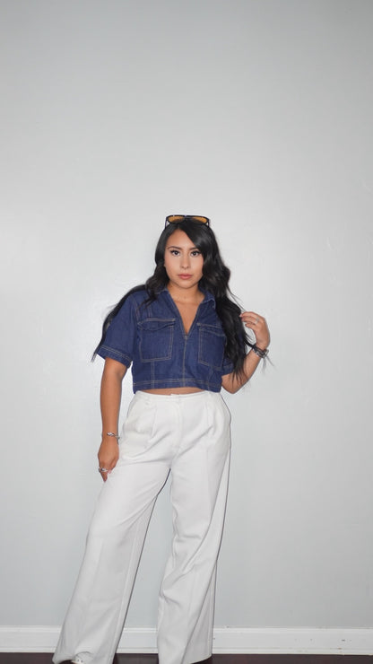 Jada Denim Collared Top