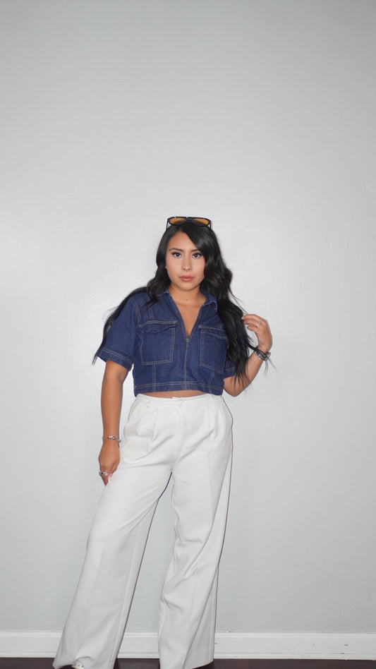 Jada Denim Collared Top