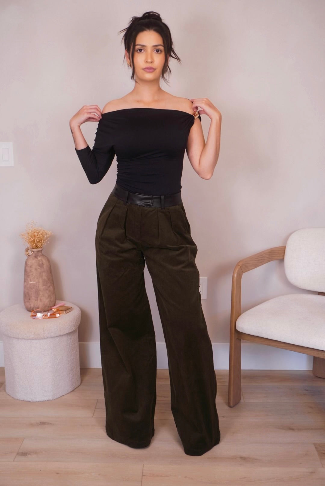 Melody Asymmetrical One Shoulder Metallic Applique Top