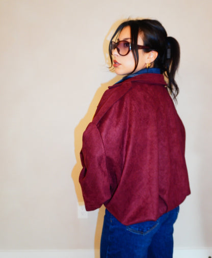 Monet Wine Suede Bomber Jacket