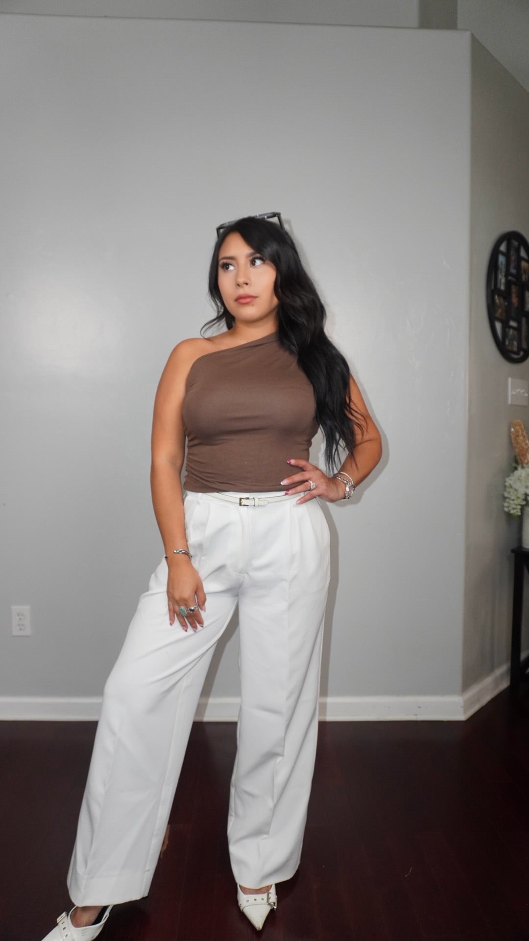 Thalia one shoulder tank top