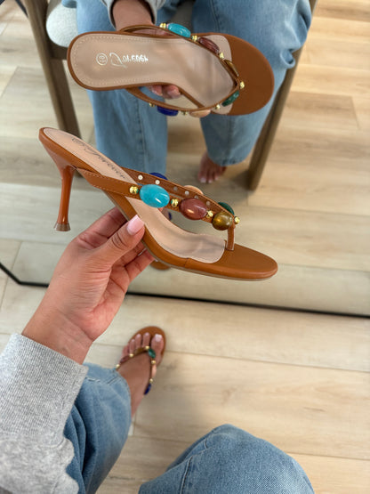 Bianca Thong Gemstones Heel