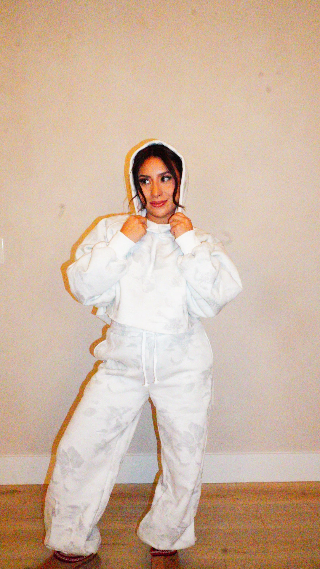 Brenda Flower Washed Hoodie Set