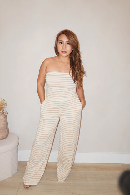 Mila Striped Jersey Tube Top And Pants Set