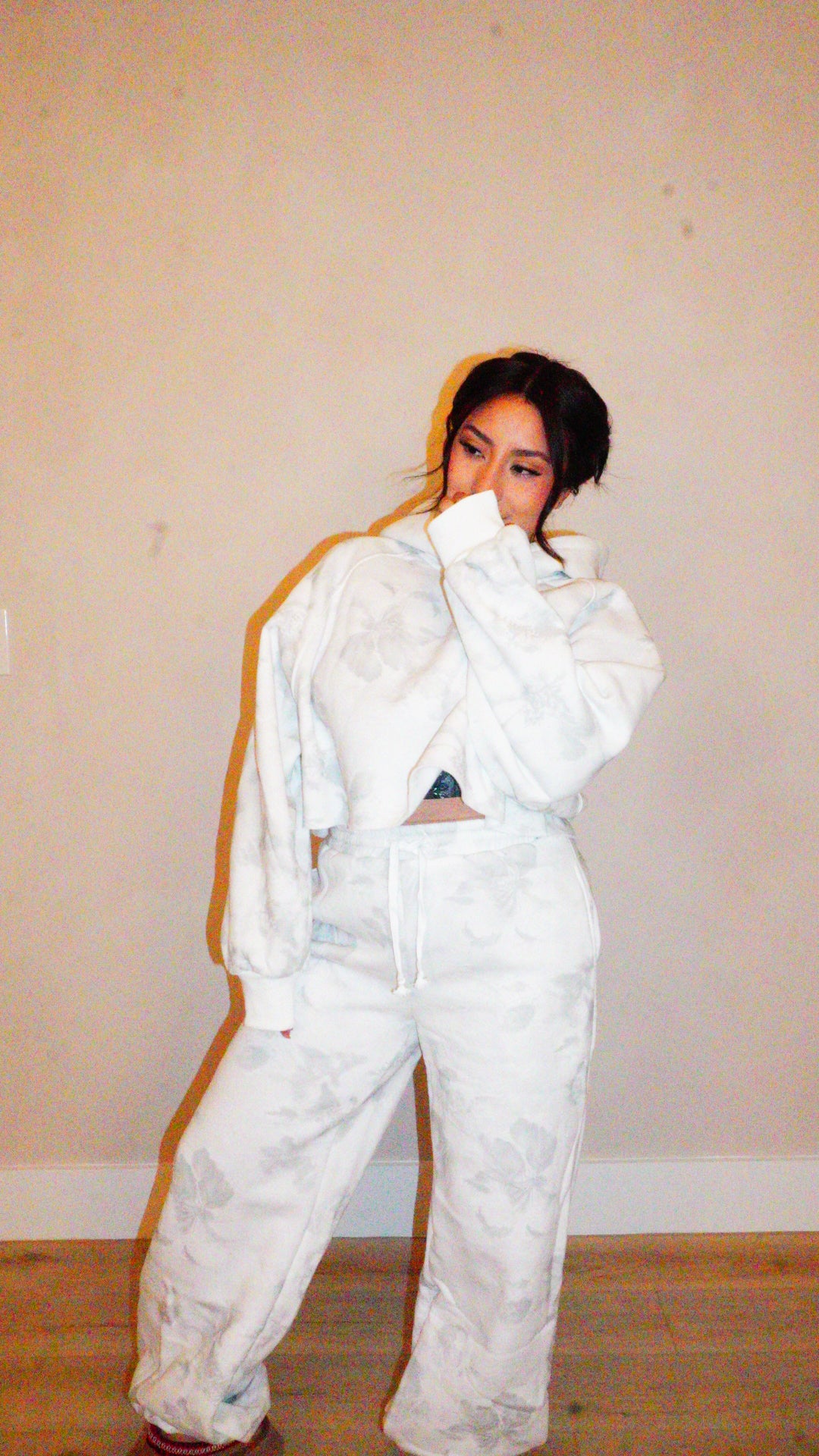 Brenda Flower Washed Hoodie Set