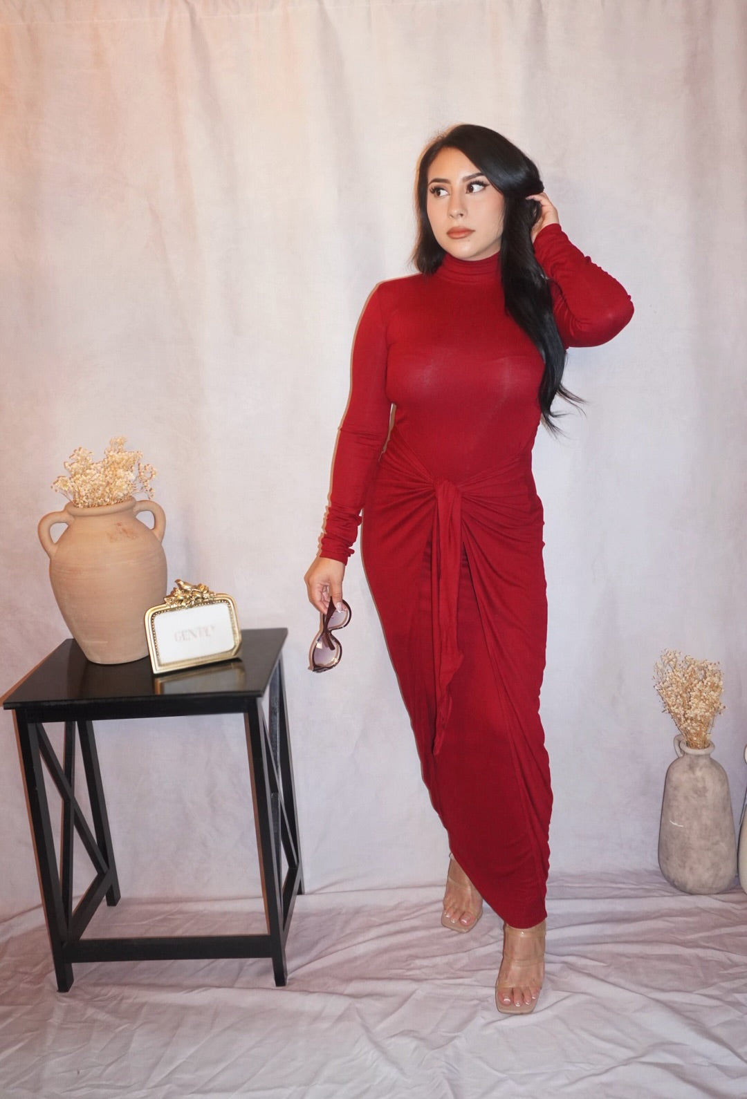 Giovanna Wine Red Maxi Dress
