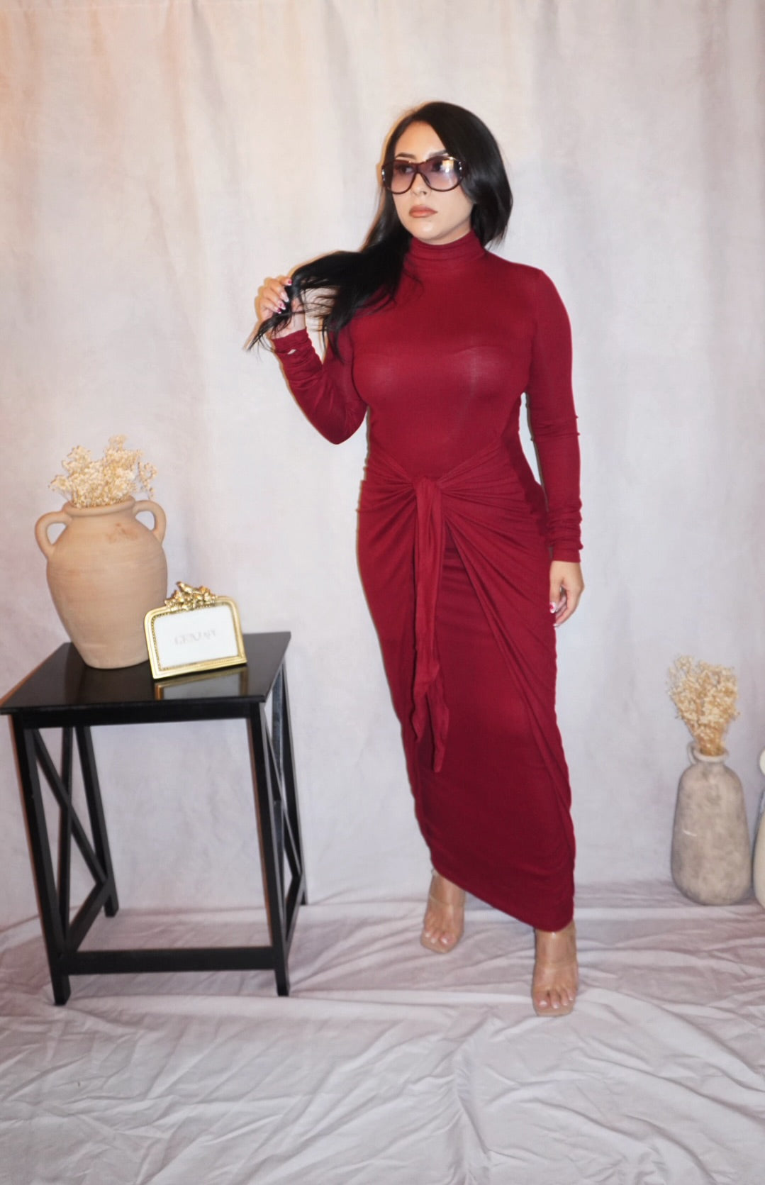 Giovanna Wine Red Maxi Dress