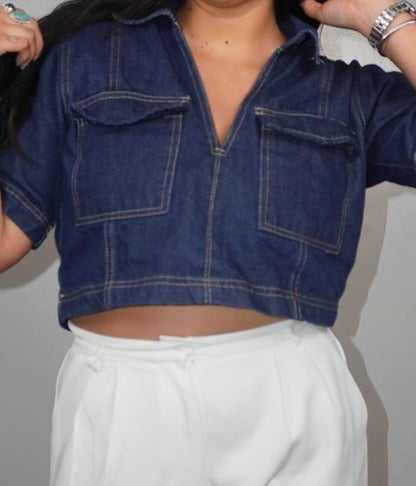 Jada Denim Collared Top