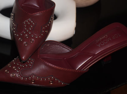 Rosalia Wine Studs Kitten Heels