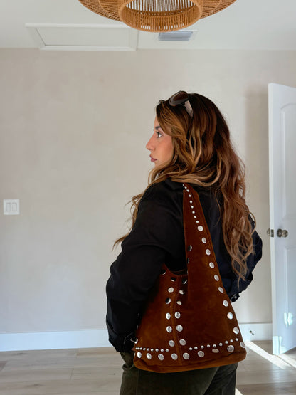 Becky Suede Rivets Tote Bag
