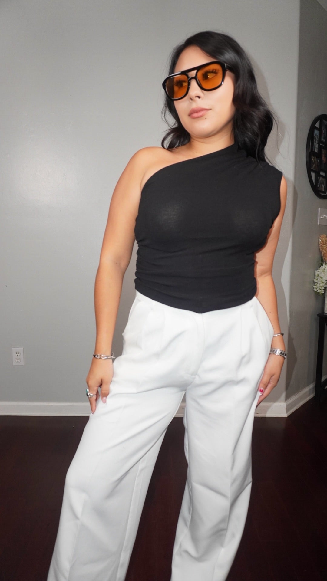 Thalia one shoulder tank top