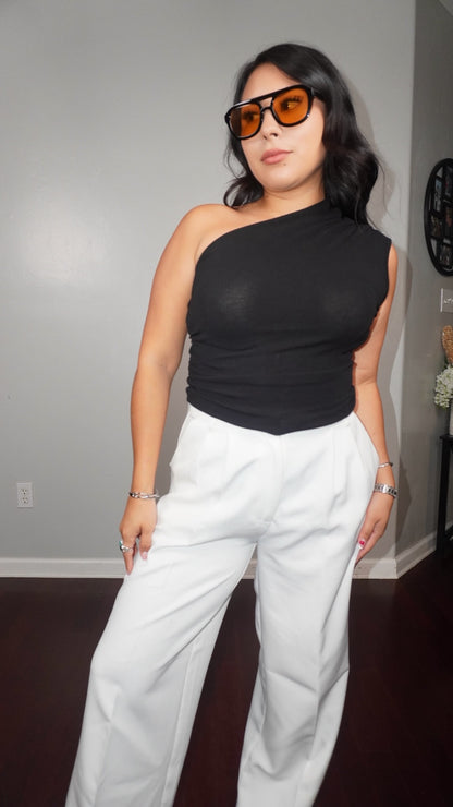 Thalia one shoulder tank top
