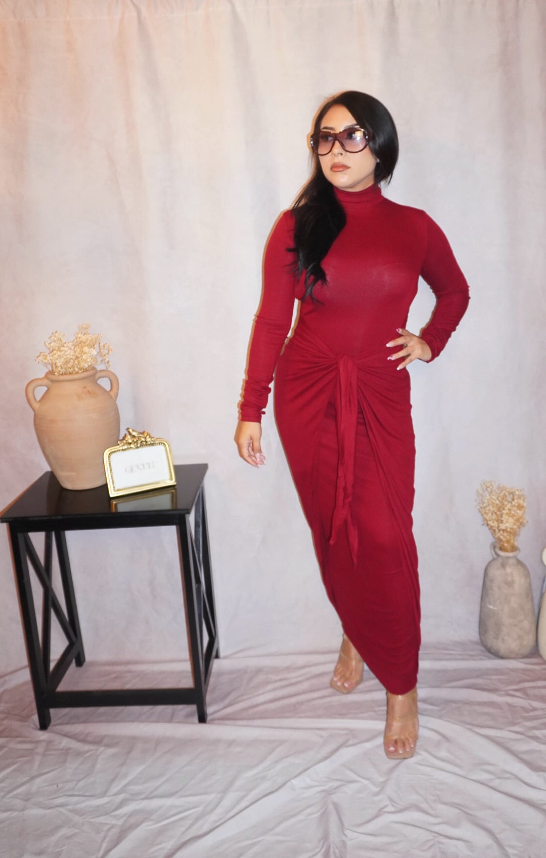 Giovanna Wine Red Maxi Dress