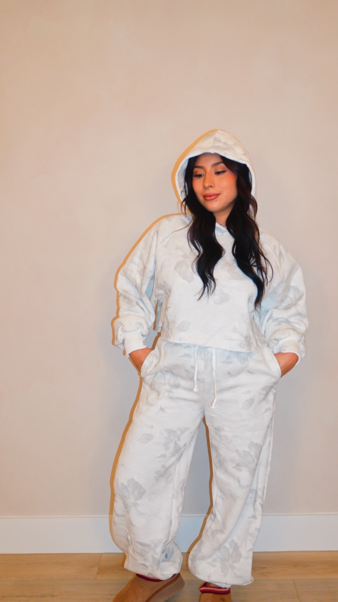 Brenda Flower Washed Hoodie Set