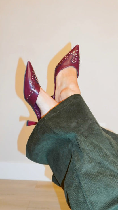 Rosalia Wine Studs Kitten Heels