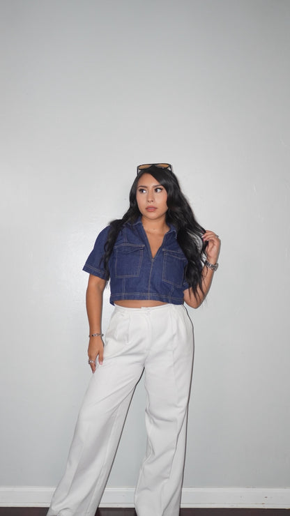 Jada Denim Collared Top