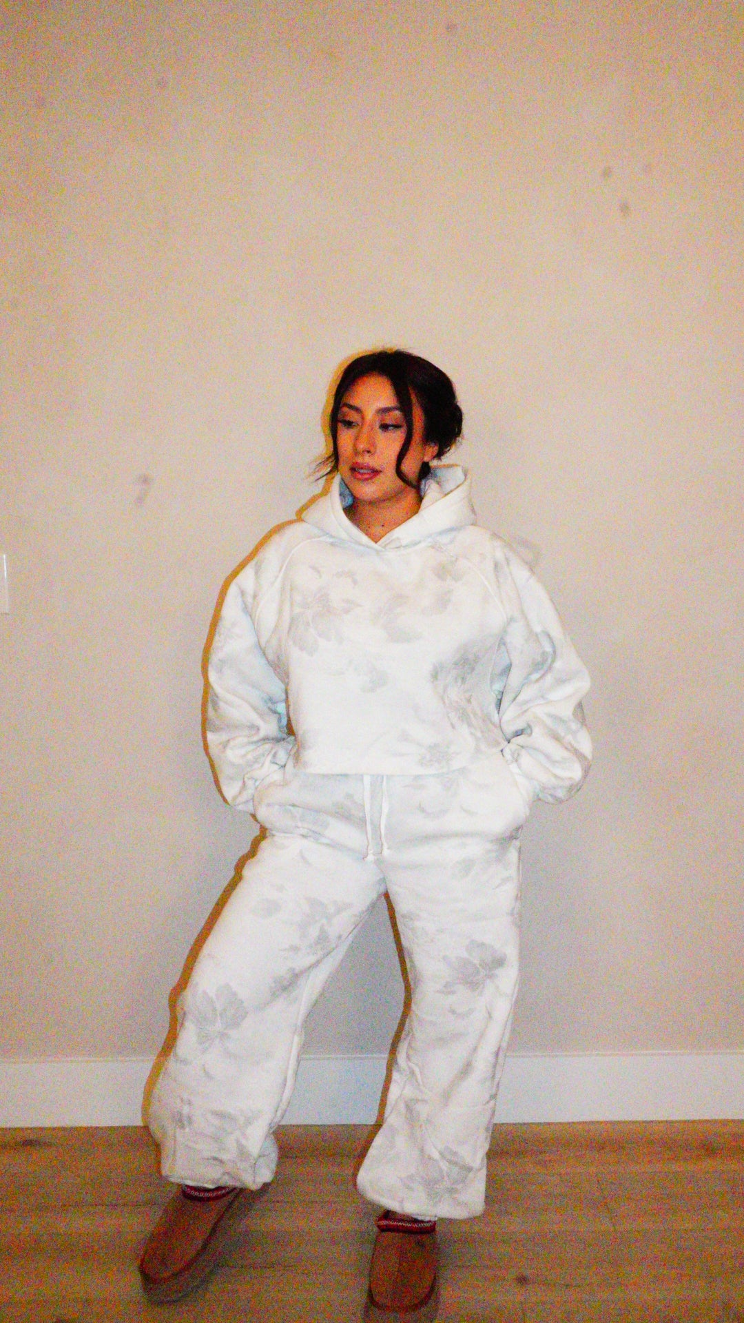 Brenda Flower Washed Hoodie Set