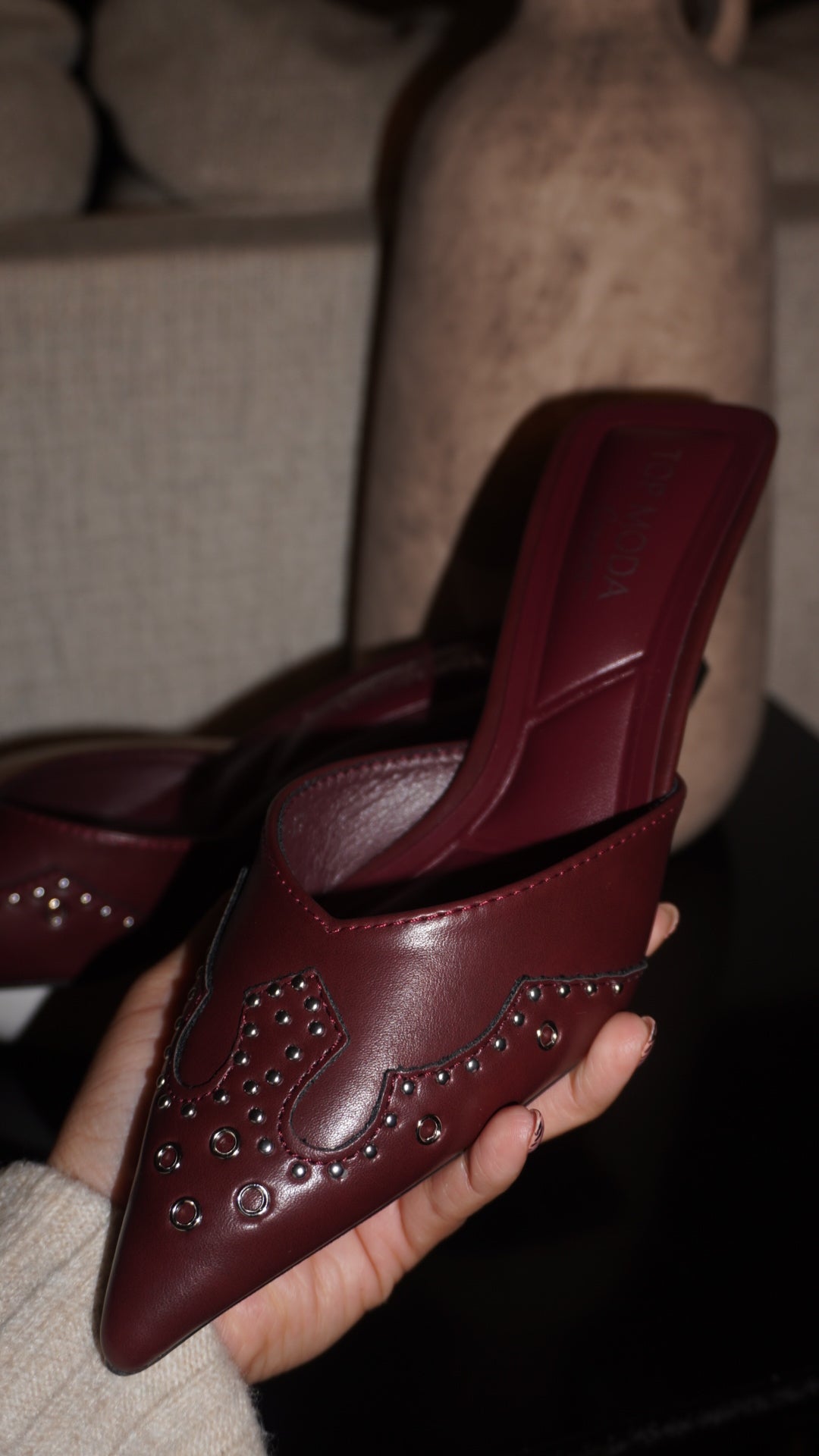 Rosalia Wine Studs Kitten Heels