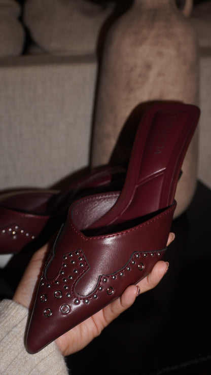 Rosalia Wine Studs Kitten Heels