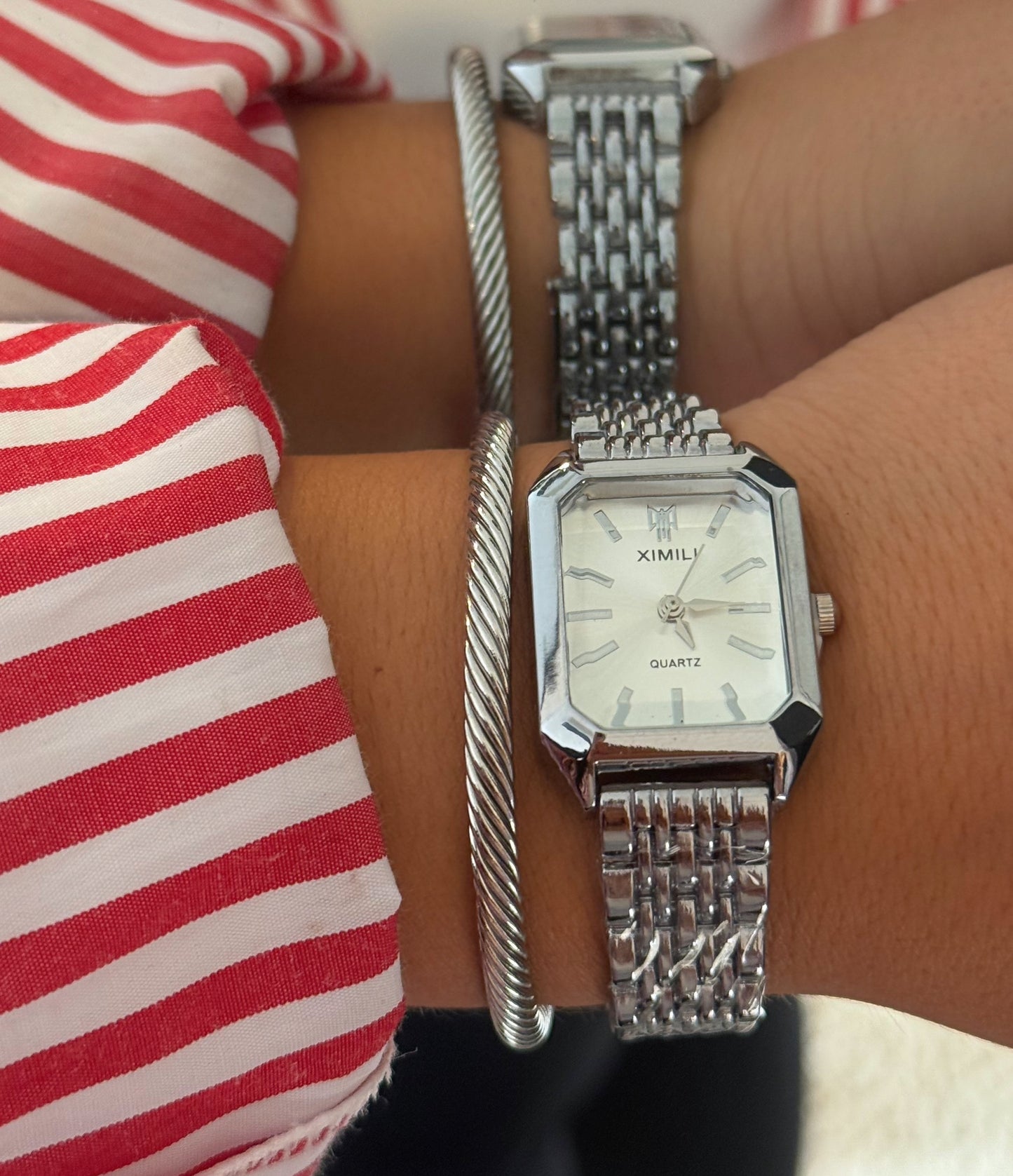 Anastasia Quartz Watch Stainless Steel Strap Long Watch