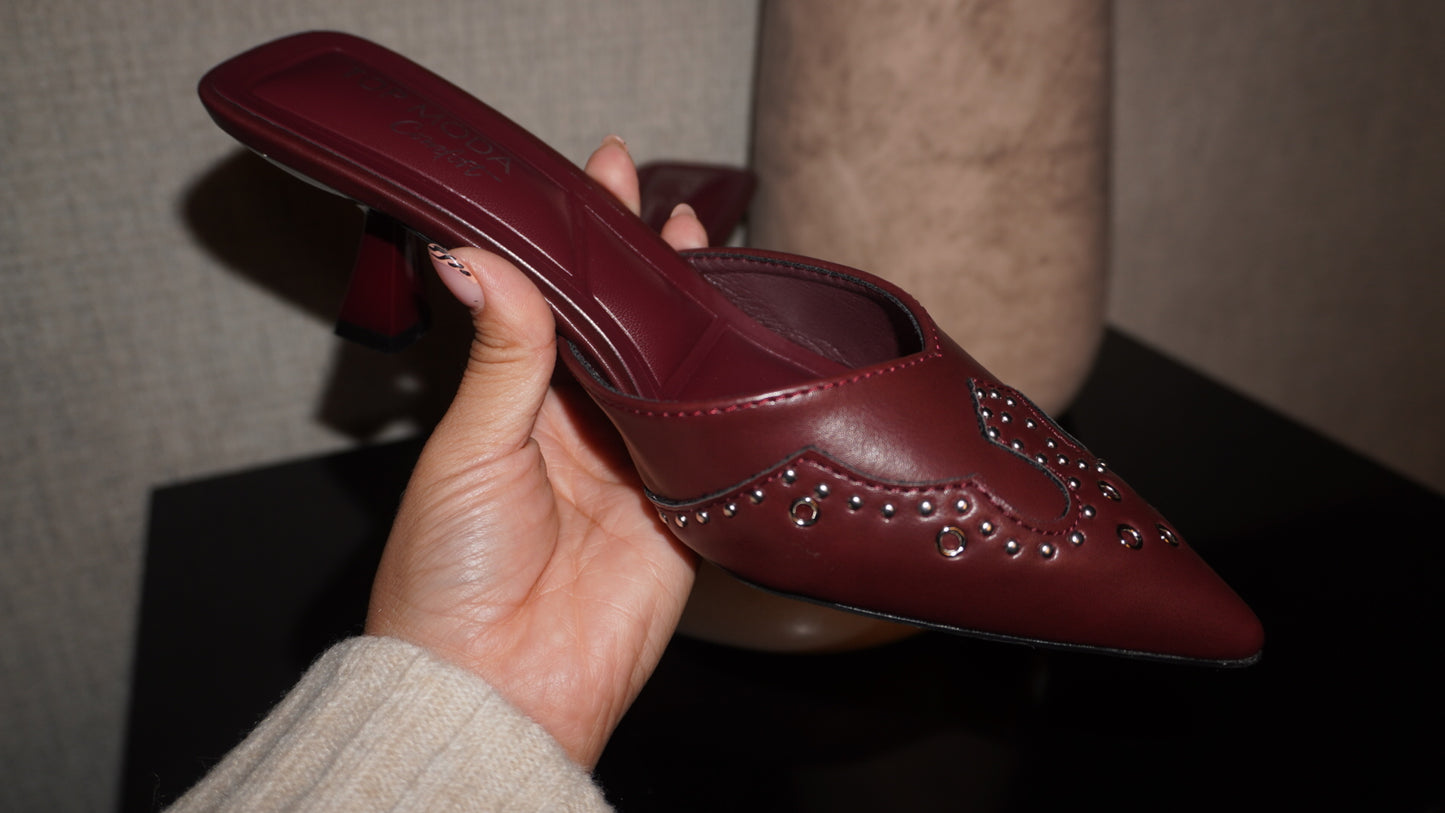 Rosalia Wine Studs Kitten Heels