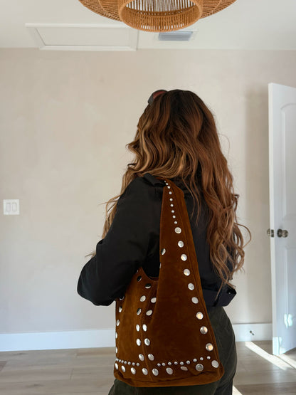 Becky Suede Rivets Tote Bag