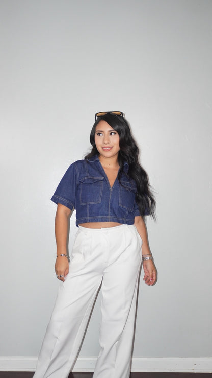 Jada Denim Collared Top