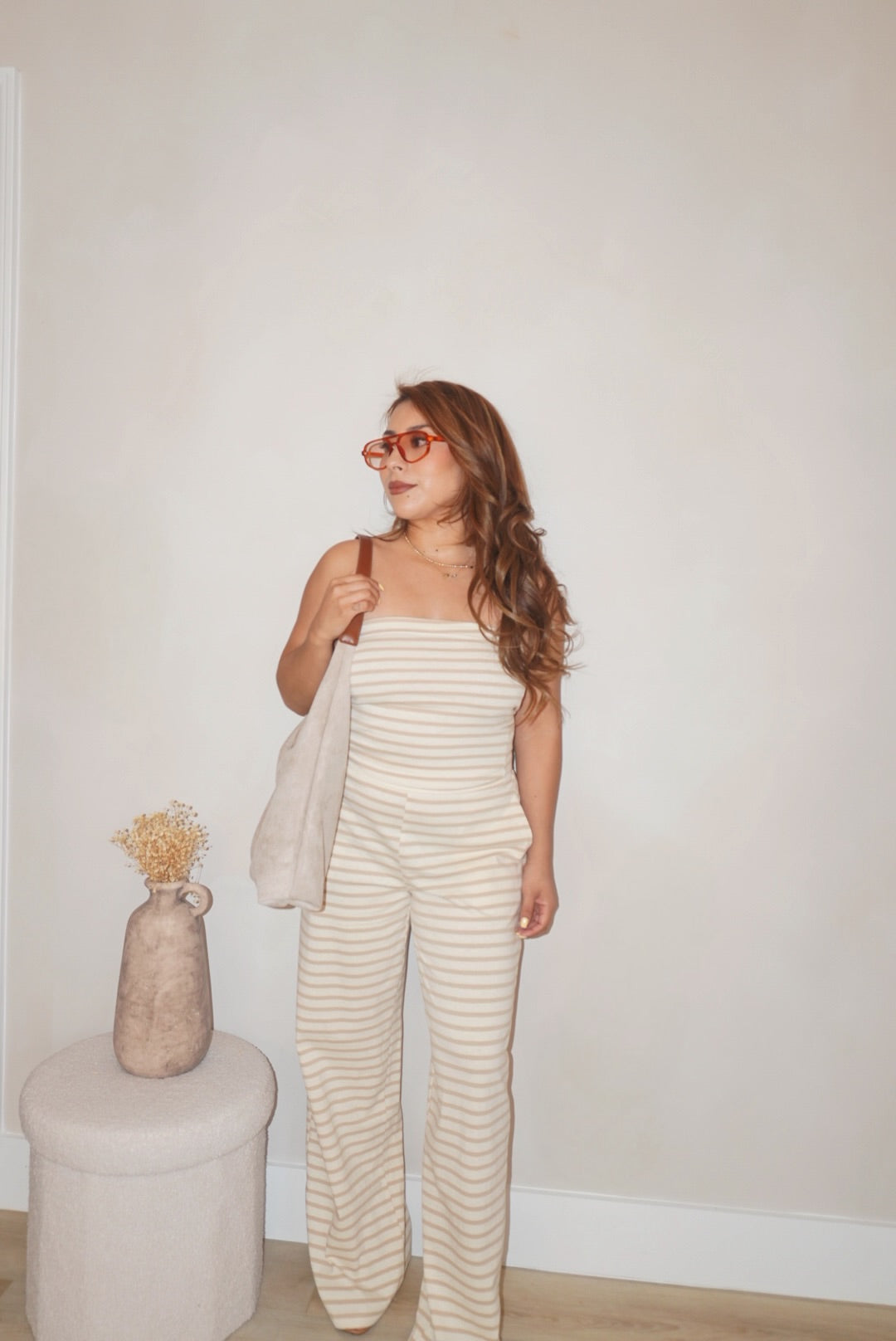 Mila Striped Jersey Tube Top And Pants Set