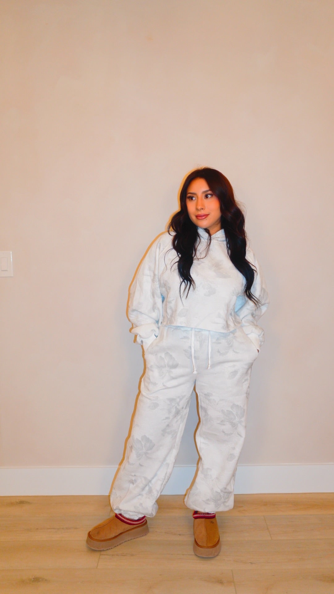 Brenda Flower Washed Hoodie Set