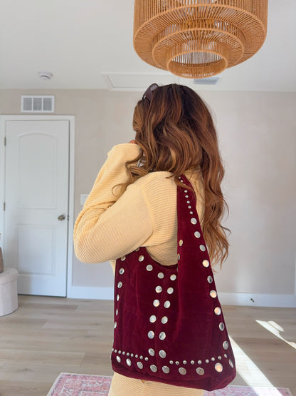 Becky Suede Rivets Tote Bag