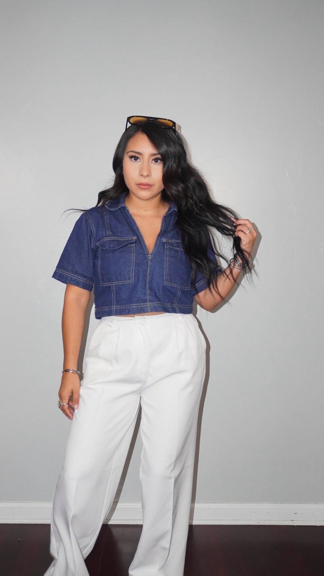Jada Denim Collared Top
